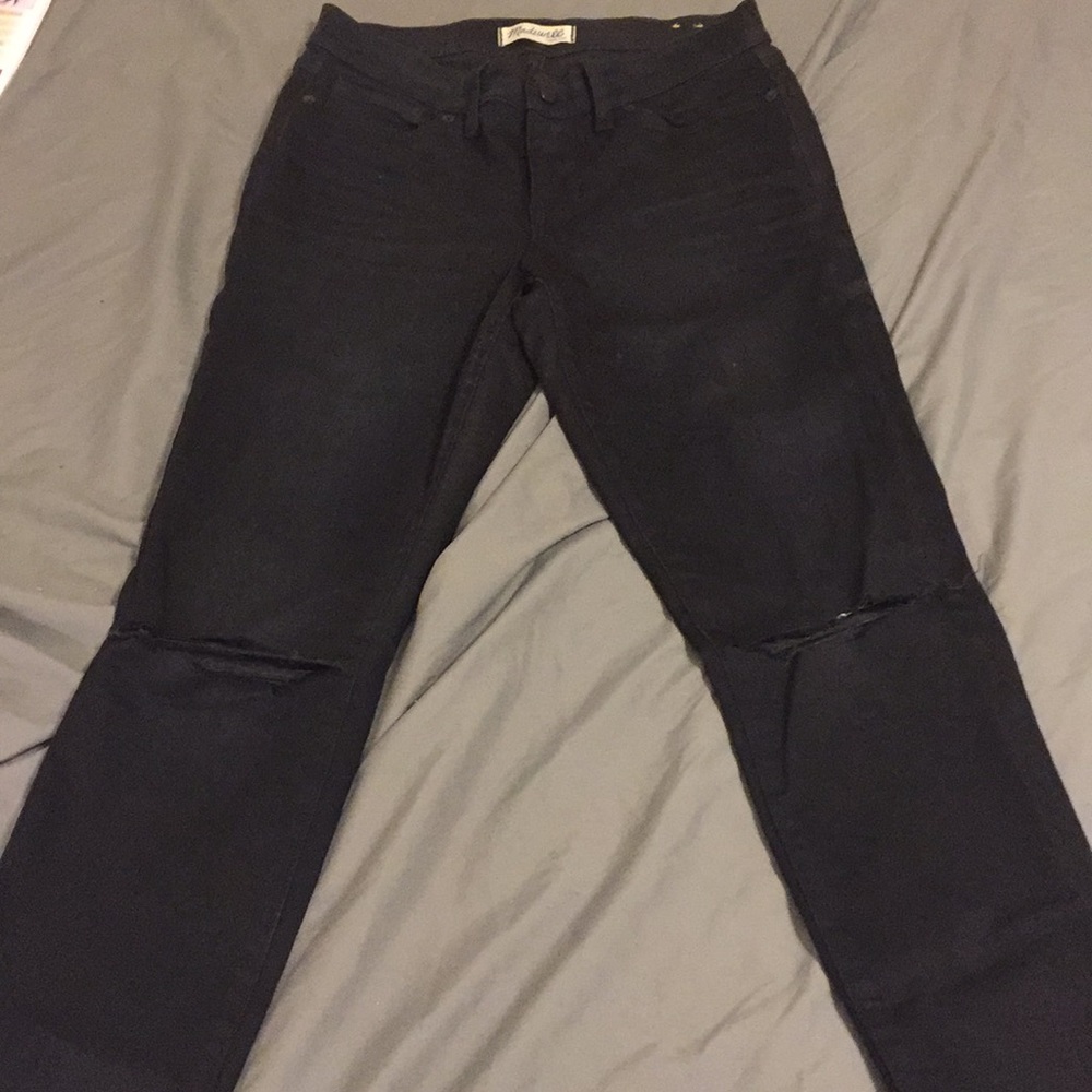 Madewell knee ripped skinny jeans